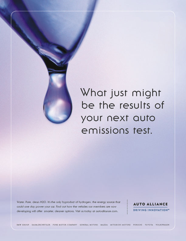 Auto Alliance Advertisement - Driving Innovation - What just might be the results of your next auto emissions test.